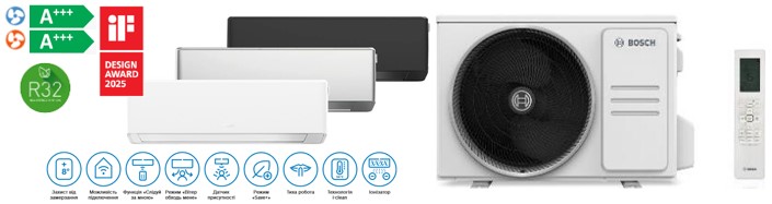Кондиціонер побутовий BOSCH Climate CL7000i RAC 3,5 кВт BLACK